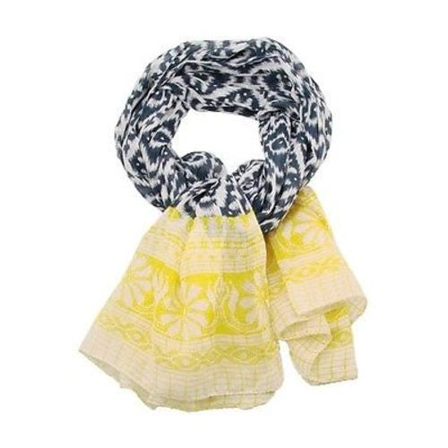 Handmade Ikat Floral Scarf - Blue & Yellow - WorldFinds (S)