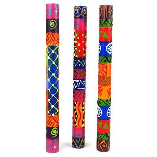 Set of Three Boxed Tall Hand-Painted Candles - Shahida Design - Nobunto