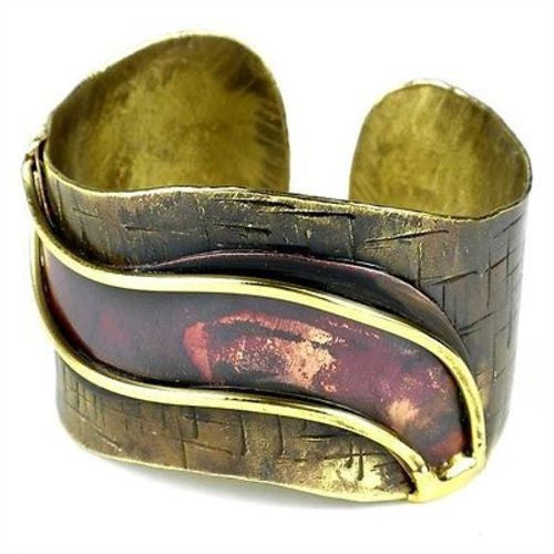 Red Wave Copper and Brass Cuff - Brass Images (C)