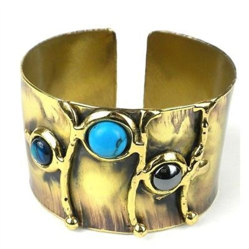 Deep Sea Shell and Stone Cuff - Brass Images (C)