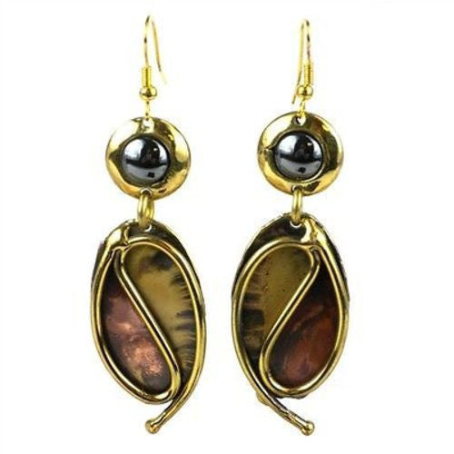 Continuity Hematite Copper and Brass Earrings - Brass Images (E)