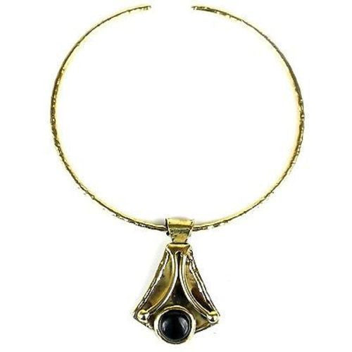 Reborn Blue Tiger Eye Brass Pendant Necklace - Brass Images (N)