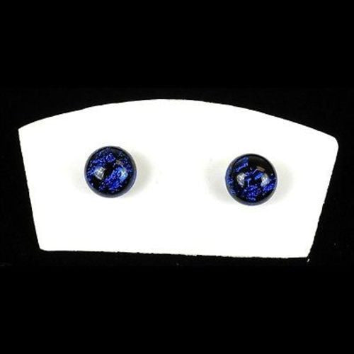 Handmade Medium Dichroic Glass Studs in Indigo - Tili Glass