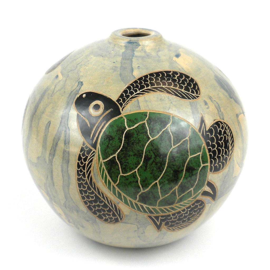 4 inch Round Vase - Turtle - Esperanza en Accion