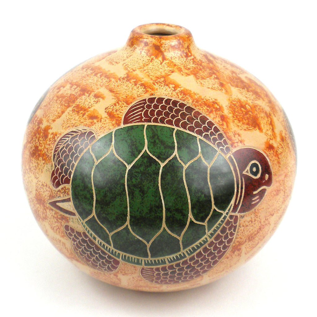4 inch Tall Vase - Turtle on Sand - Esperanza en Accion