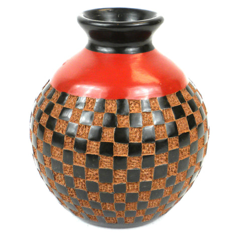 6 inch Tall Vase - Checkers Relief - Esperanza en Accion