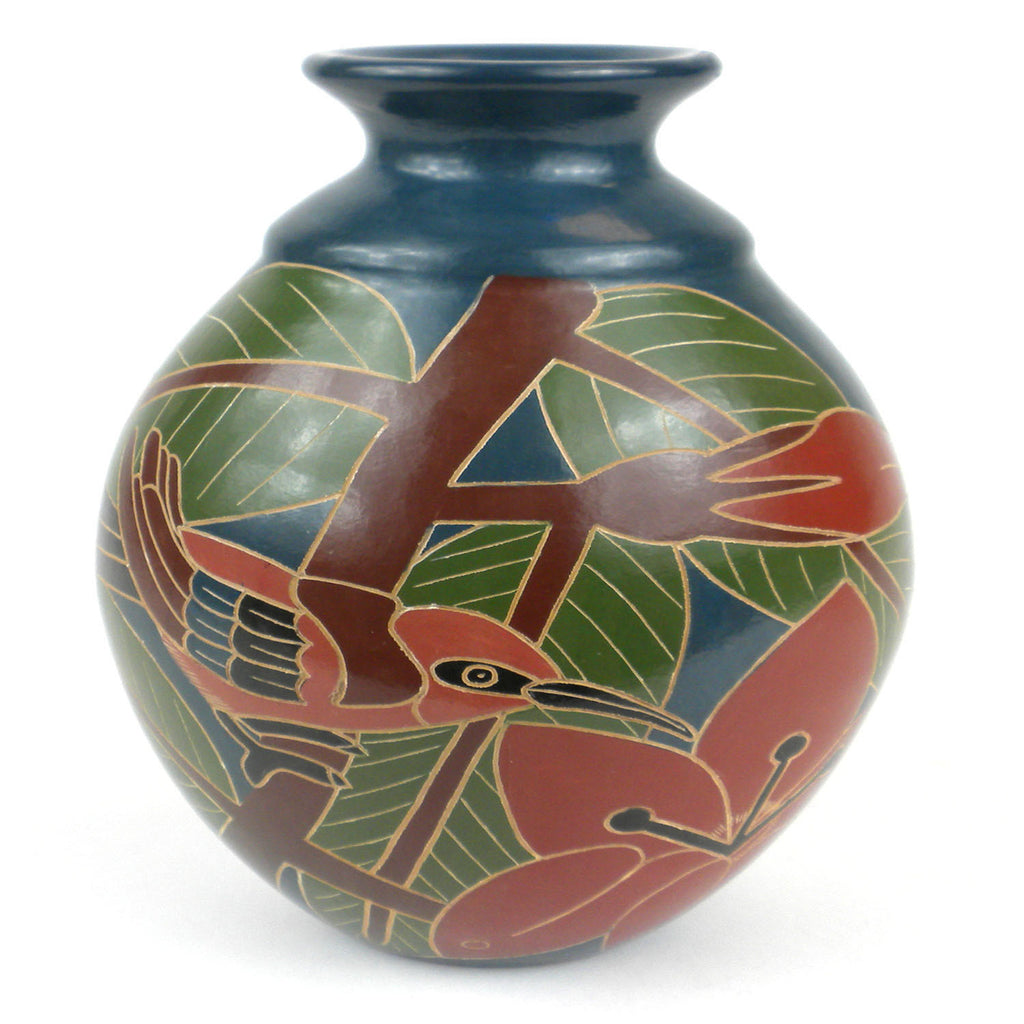 8 inch Tall Vase - Red Bird - Esperanza en Accion