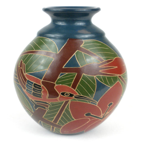 8 inch Tall Vase - Red Bird - Esperanza en Accion