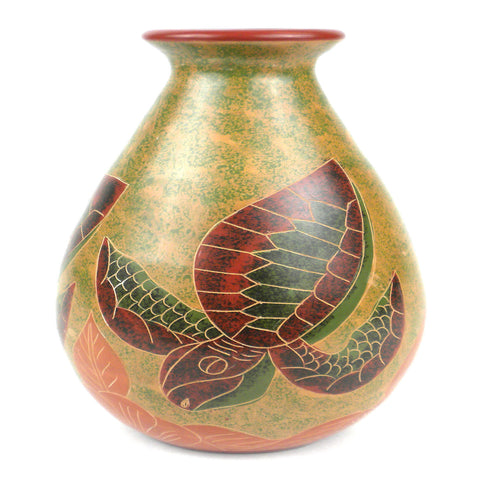 9 inch Tall Vase - Turtle - Esperanza en Accion