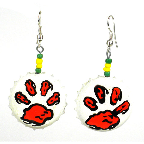 Recycled Bottlecap Tiger Paw Earrings - Creative Alternatives
