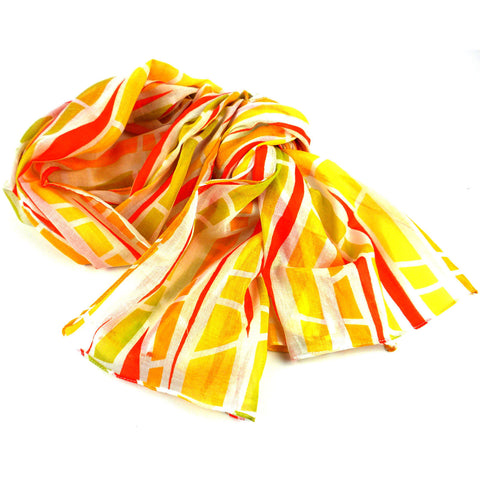 Yellow Columns Design Cotton Scarf - Asha Handicrafts
