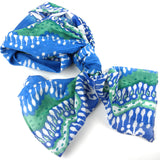 White and Blue Ikat Cotton Scarf - Asha Handicrafts