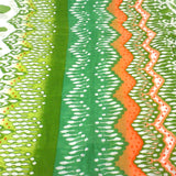 White,Peach and Green Ikat Cotton Scarf - Asha Handicrafts