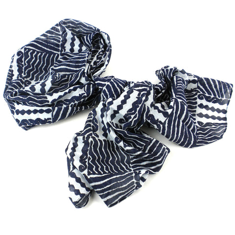 Black & White Geometric Cotton Scarf - Asha Handicrafts