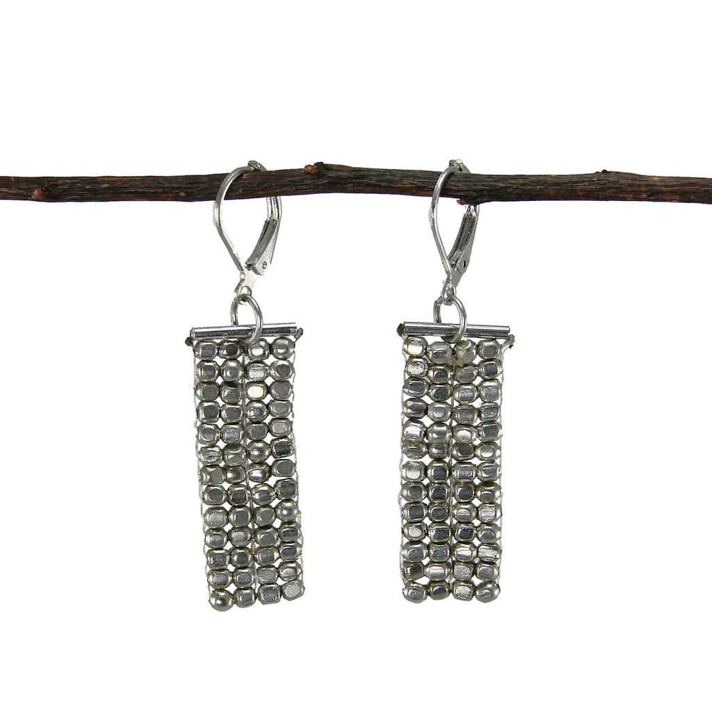 Rectangle Cubist Earrings - silver - WorldFinds