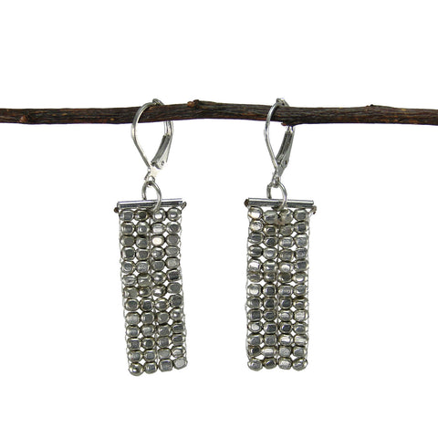 Rectangle Cubist Earrings - silver - WorldFinds