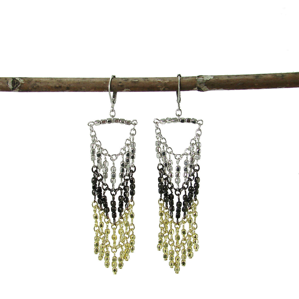 Mixed Metal Chevron Earrings - WorldFinds