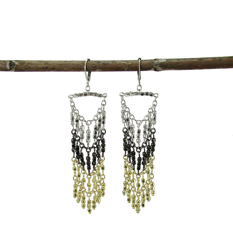 Mixed Metal Chevron Earrings - WorldFinds