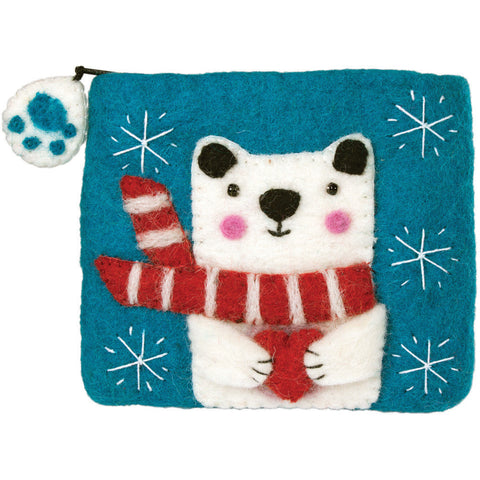 Felt Coin Purse - Polar Bear - Wild Woolies (P)