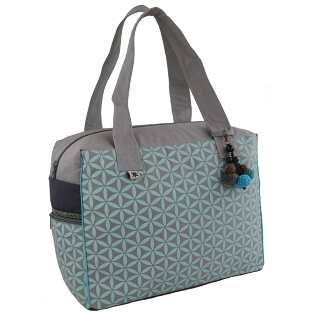 Flower of Life Retreat Bag Grey/Turquoise - Global Groove (B)