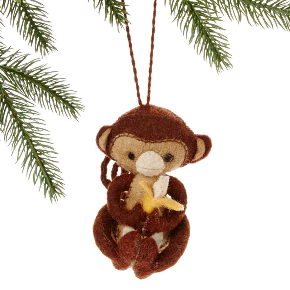 Monkey Felt Holiday Ornament - Silk Road Bazaar (O)