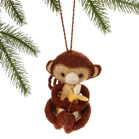 Monkey Felt Holiday Ornament - Silk Road Bazaar (O)