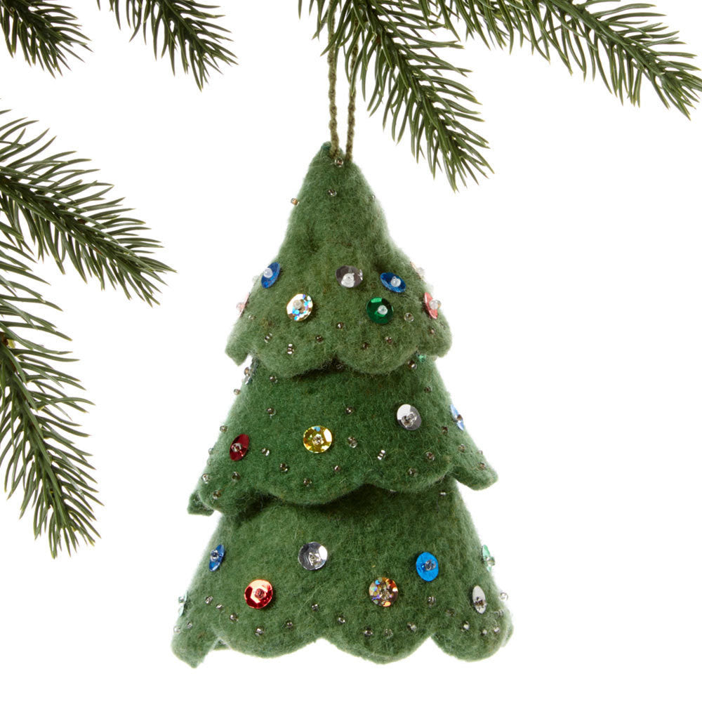 Green Tree Felt Ornament Multicolor - Silk Road Bazaar (O)