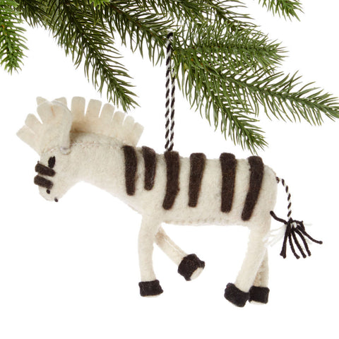 White Zebra Felt Holiday Ornament - Silk Road Bazaar (O)