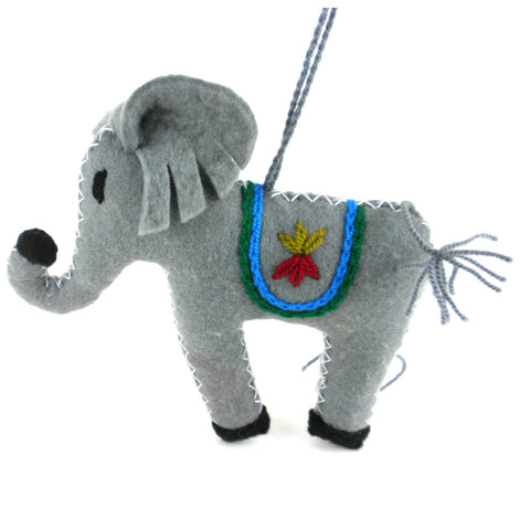 Elephant Felt Holiday Ornament - Silk Road Bazaar (O)