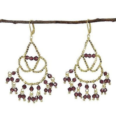 Maharaja Chandelier Earrings in Plum - WorldFinds