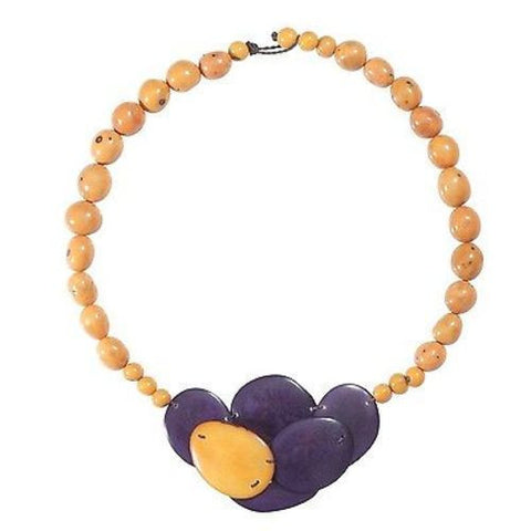 Isabela Seed and Tagua Necklace in Plum - Faire Collection