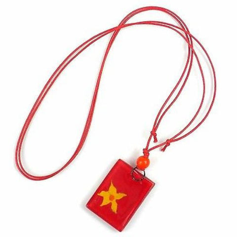 Firey Flower Fused Glass Pendant Necklace - Tili Glass