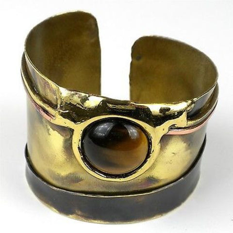 Gold Tiger Eye Statement Cuff - Brass Images (C)