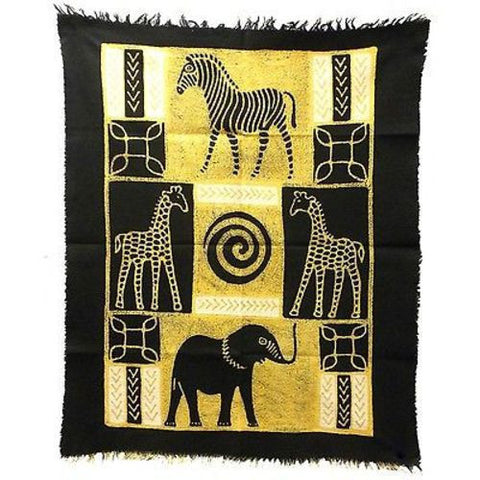 Four African Animals Batik in Black/White - Tonga Textiles