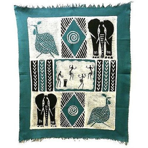 Dancers and Animals Batik in Blue/Black - Tonga Textiles