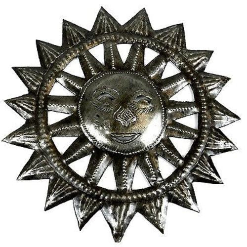8-inch Haitian Steel Drum Sun Face Wall Art - Croix des Bouquets