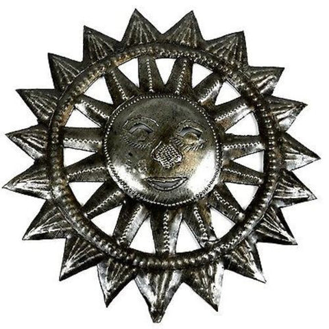 8-inch Haitian Steel Drum Sun Face Wall Art - Croix des Bouquets