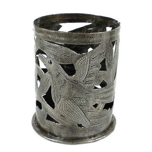 Metal Art Candle Holder - Bird Design - Croix des Bouquets (O)