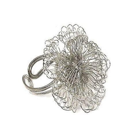 Dazzling Blossom Ring - Silvertone - WorldFinds