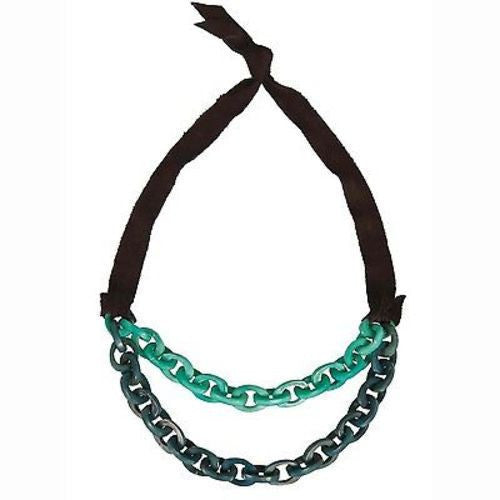 Dual Tagua Link Necklace in Aqua - Faire Collection