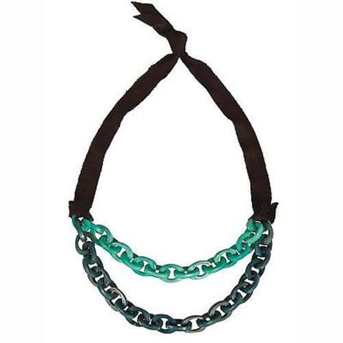 Dual Tagua Link Necklace in Aqua - Faire Collection