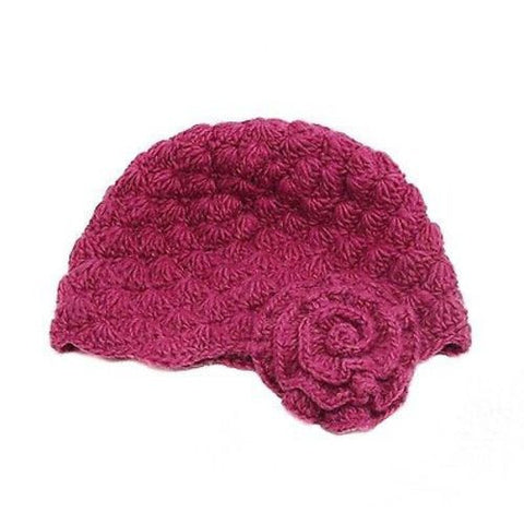 Mollie Flower Wool Cloche Hat in Berry - WorldFinds (W)