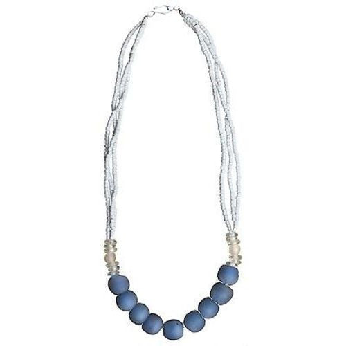 Recycled Blue Abacus Glass Bead Necklace - Global Mamas