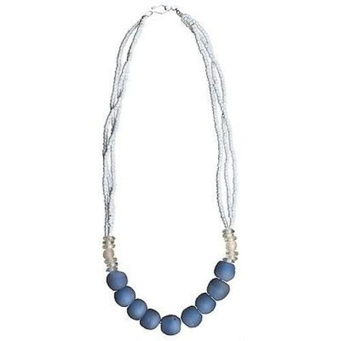 Recycled Blue Abacus Glass Bead Necklace - Global Mamas