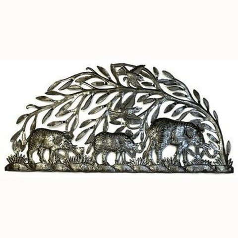 Steel Drum Art - Semi Circle Elephants - Croix des Bouquets