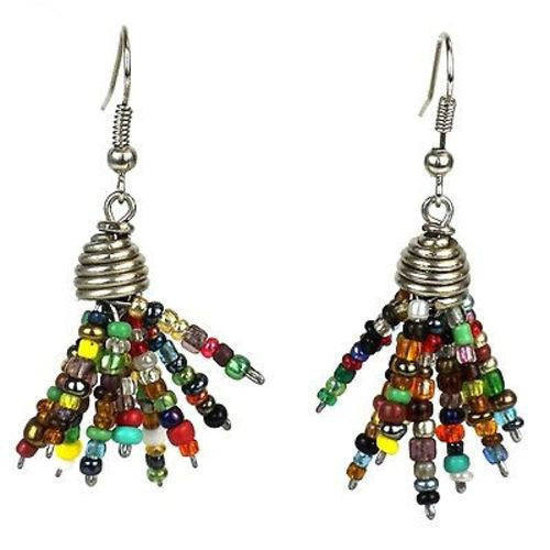 Multicolor Maasai Beaded Spike Earrings - Zakali Creations