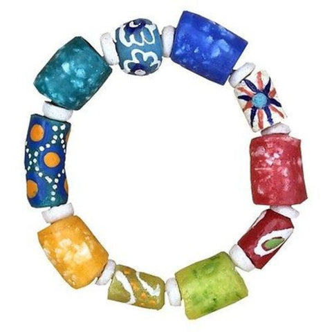 Recycled Glass Marble Bracelet in Rainbow - Global Mamas