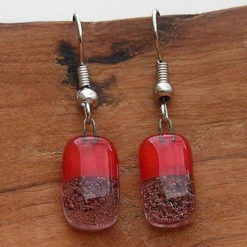 Red Bubbles Small Glass Earrings - Tili Glass