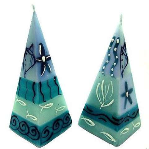 Set of Two Hand-Painted Pyramid Candles - Samaki Design - Nobunto