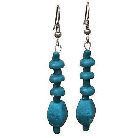 Teal Glass Pebbles Earrings - Global Mamas